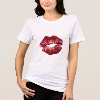 Triblenda Camiseta estética de marca de beso con labios rojo