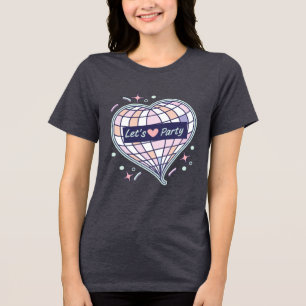 Triblenda Camiseta estética Retro Disco Heart Let's Party
