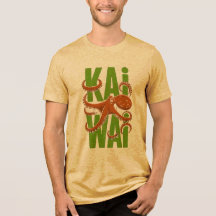 Camiseta estilo japonés de pulpo Kawaii - Mostaza