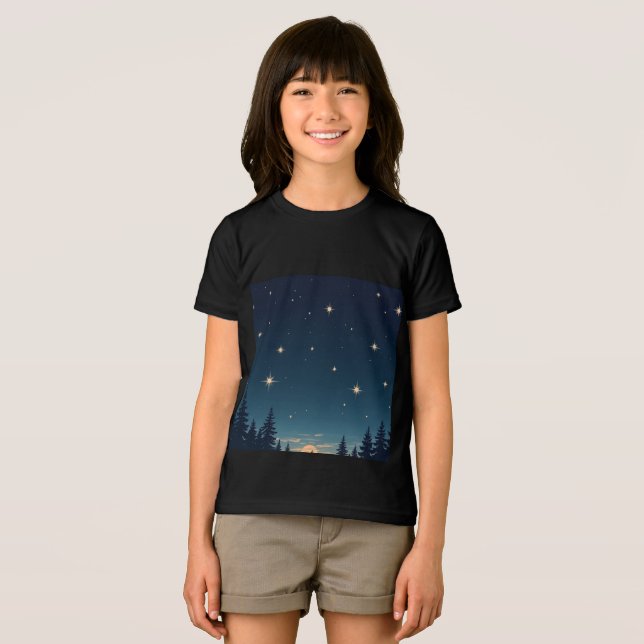 Triblenda camiseta estrella de tiro en el cielo nocturno ( Anverso Completo)