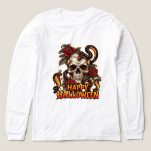 Triblenda Camiseta Feliz Halloween Serpiente Calavera Gótica