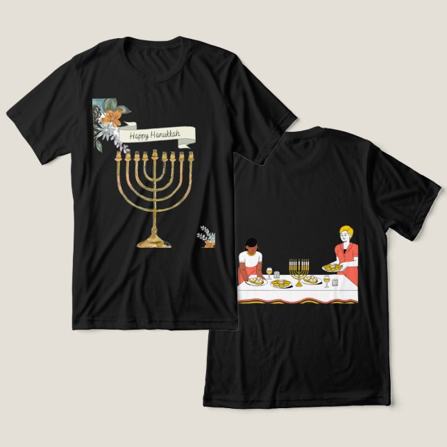 Triblenda Camiseta Feliz Janucá (Diseño Anverso y Reverso)