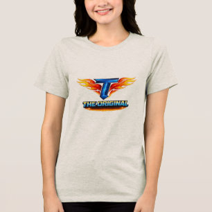 Triblenda Camiseta femenina con gráfico de letra de fuego T