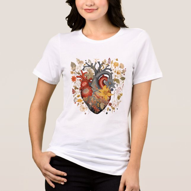 Triblenda Camiseta femenina "Corazón floral anatómico" (Anverso)