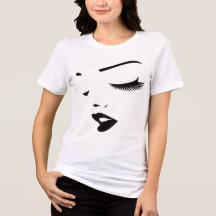 Camiseta Femenina de Arte de Línea de Rostro Minim