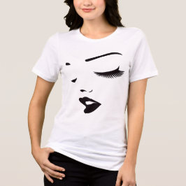 Triblenda Camiseta Femenina de Arte de Línea de Rostro Minim