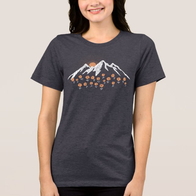 Triblenda Camiseta femenina de Floral Mountain en gris oscur (Anverso)