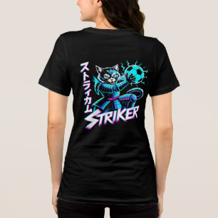 Triblenda Camiseta femenina de gato Cyberpunk Striker