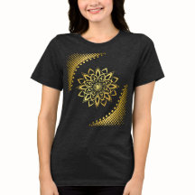 Camiseta femenina de Mandala dorada