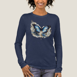 Triblenda Camiseta femenina de mariposa floral Bloom With Gr