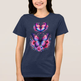 Triblenda Camiseta femenina de mariposa floral Bloom With Gr