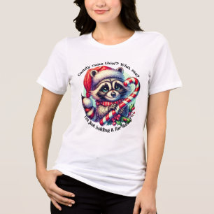 Triblenda Camiseta festiva de mapache para alegría de Navida