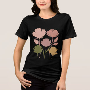 Triblenda Camiseta floral bohemia - Flores de tono terrestre