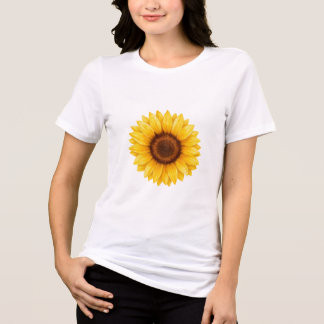Triblenda Camiseta floral de girasol amarillo acuarela