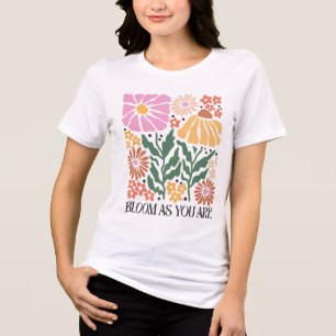 Triblenda Camiseta floral retro bohemia- Bloom As You Are