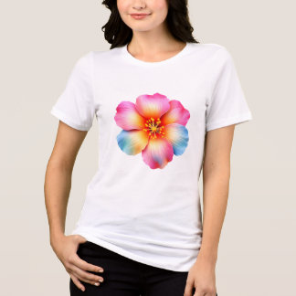 Triblenda Camiseta floral roja, rosa, amarilla y azul para m