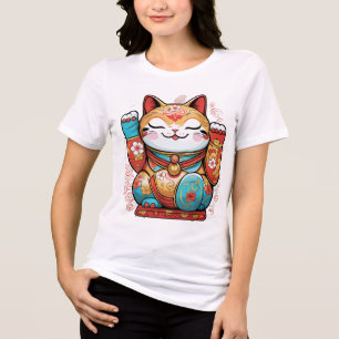Triblenda Camiseta Gato Afortunado Japonés (Maneki-neko) – S