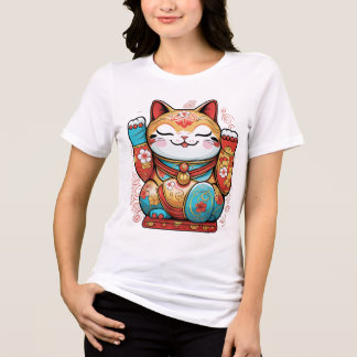 Triblenda Camiseta Gato Afortunado Japonés (Maneki-neko) – S