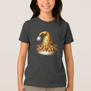 Triblenda Camiseta Gold Santa Hat Holiday