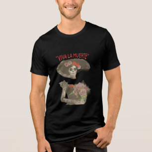 Triblenda Camiseta gótica de esqueleto Viva la Muerte