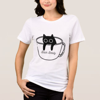 Triblenda Camiseta gráfica con taza de café linda Black Beau