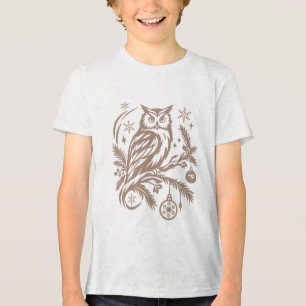 Triblenda Camiseta gráfica de búho navideño festivo