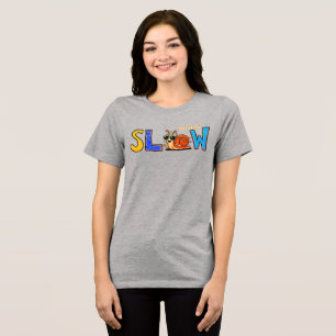 Triblenda Camiseta gráfica de caracol lento lindo