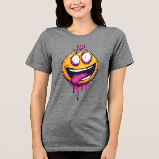 Triblenda Camiseta gráfica de emoji de amor loco divertido –