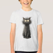 Camiseta gráfica de gato negro esponjoso lindo y e