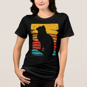 Triblenda Camiseta Gráfica de Gato Silueta Retro Vintage Ata