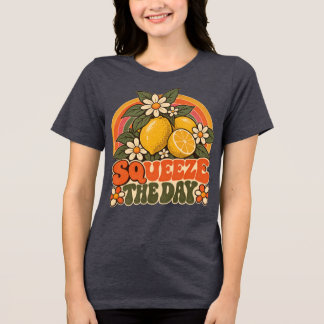 Triblenda Camiseta gráfica de limón Squeeze The Day retro de