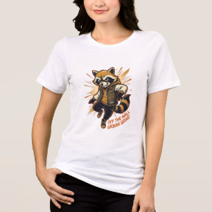 Triblenda Camiseta gráfica de mapache Off The Wall Urban Gri