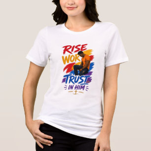 Triblenda Camiseta gráfica de mujer 'Levántate, trabaja, con