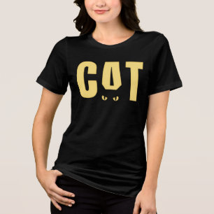 Triblenda Camiseta gráfica de ojos de gato negro divertida
