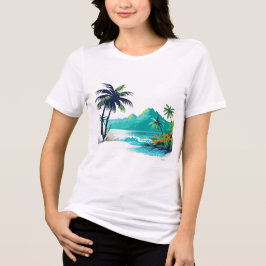 Triblenda Camiseta gráfica de playa de isla tropical