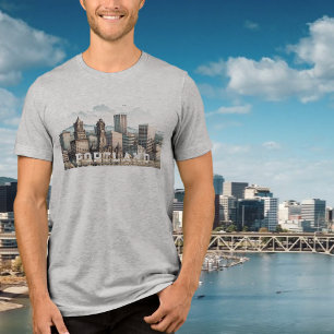 Triblenda Camiseta gráfica de Portland Skyline