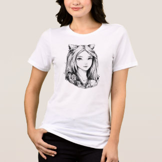 Triblenda Camiseta gráfica de retrato de chica anime lindo e