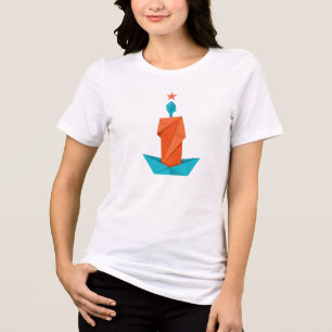 Triblenda Camiseta gráfica de vela de origami artístico y ba