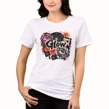 Camiseta gráfica floral cósmica collage Glow 