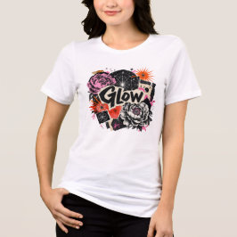 Triblenda Camiseta gráfica floral cósmica collage Glow 