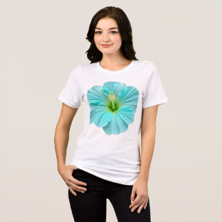 Triblenda Camiseta gráfica floral de hibisco azul vibrante 