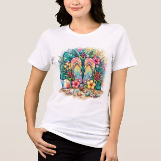 Triblenda Camiseta gráfica floral de vacaciones de verano en