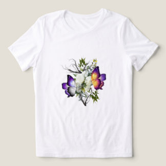 Triblenda Camiseta Gráfica Minimalista Rosa Blanca y Maripos