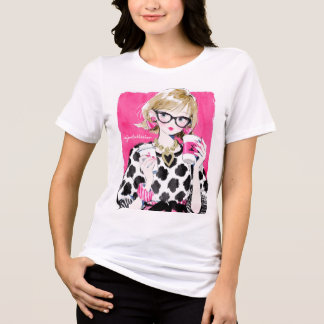 Triblenda Camiseta gráfica minimalista y rosa de chica del c