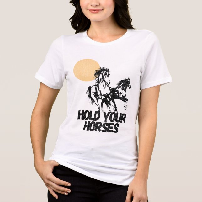 Triblenda Camiseta gráfica occidental "Sostén tus caballos" (Anverso)