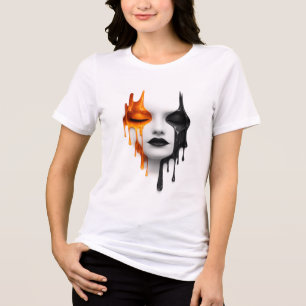 Triblenda Camiseta gráfica surrealista de mujer con rostro d