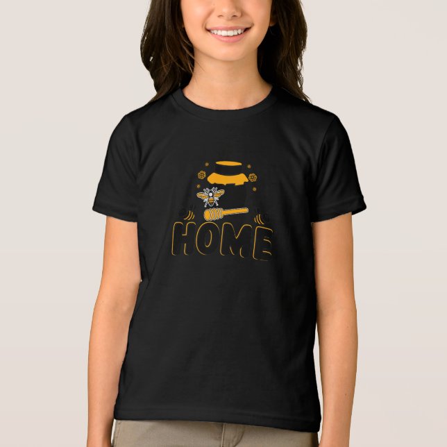 Triblenda Camiseta "HOME" de personalizado Bee and Honey Jar (Anverso)