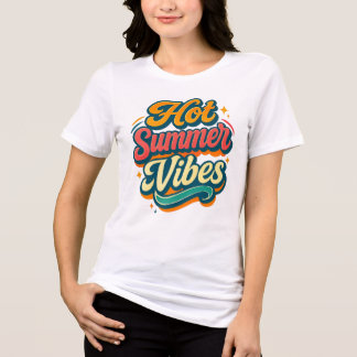 Triblenda Camiseta Hot Summer Vibes || Retro Script Beach T-
