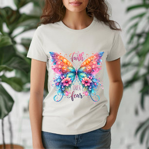 Triblenda Camiseta Ilustrativa de Mariposa Colorida Fe Sobre