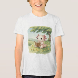 Triblenda Camiseta infantil de acuarela: El ajolote ama leer